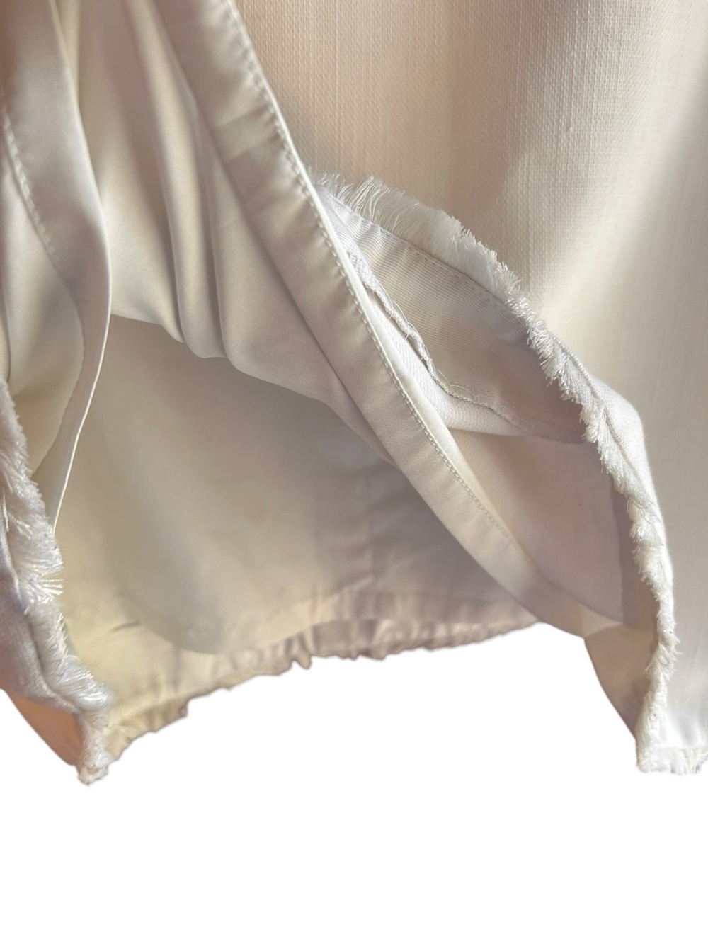 Ann Taylor white linen-look skirt frayed hem faux pockets Size 4 - Picture 4 of 6